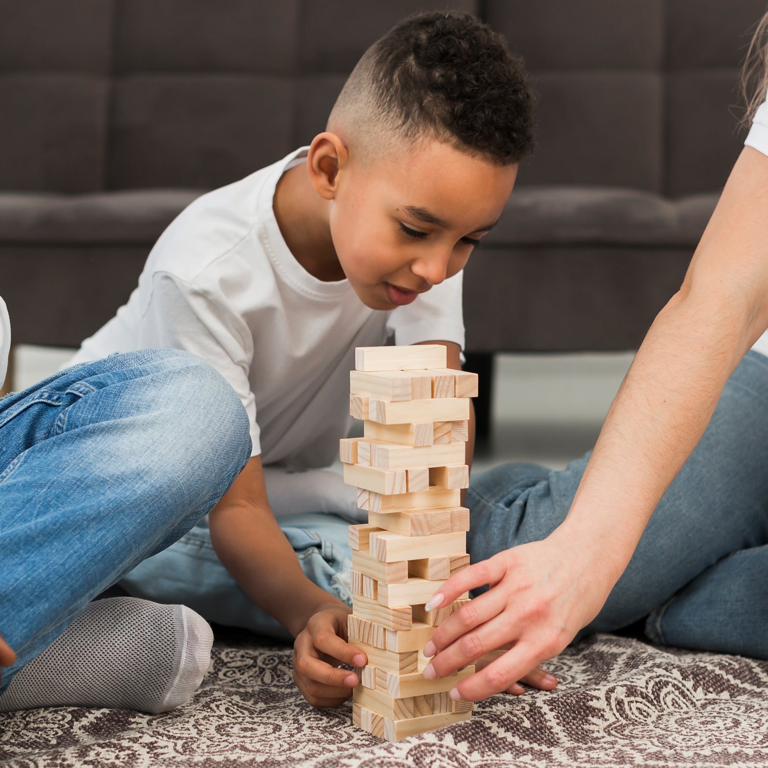 54 Pcs Blocks 4 Dices Wooden Tumbling Stacking Building 54 Pcs Blocks 4 Dices Wooden Tumbling Stacking Building